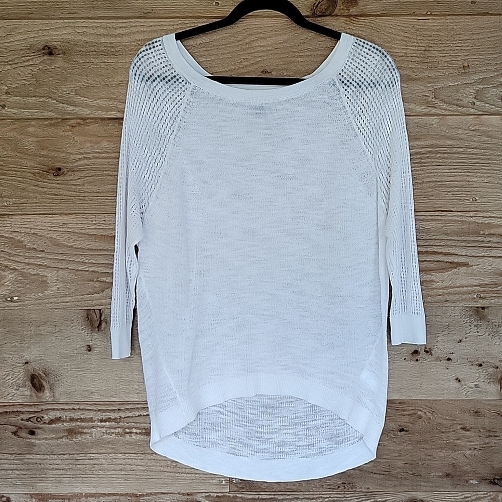 Express Size Small White Open Knit Scoop Neck Sweater